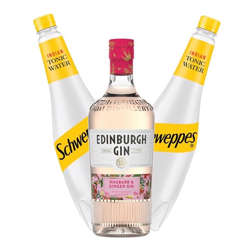 Edinburgh Rhubarb & Ginger Gin 70cl with Tonic Mixer